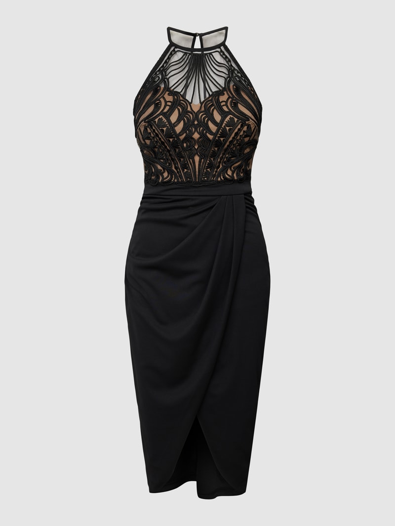 Cocktailkleid mit Lochmuster in schwarz