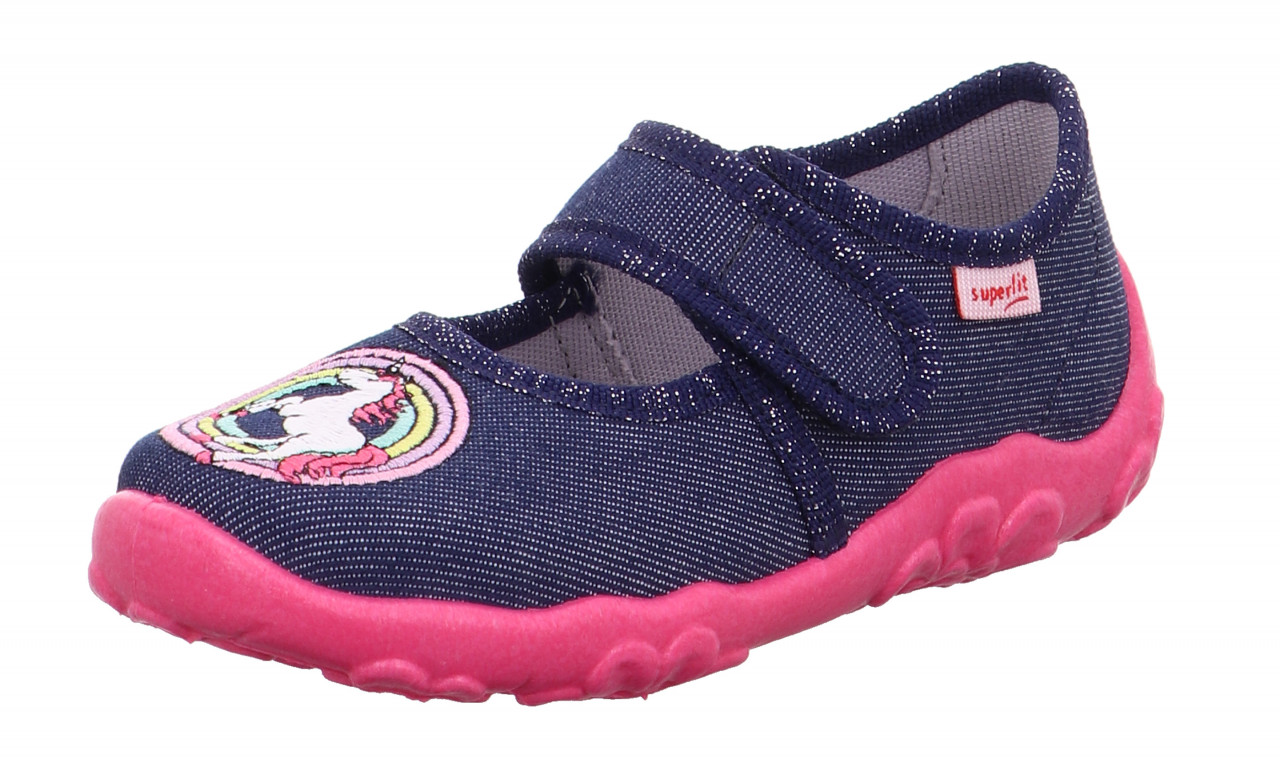 BONNY - Blau/Pink Hausschuh mit Klettverschluss