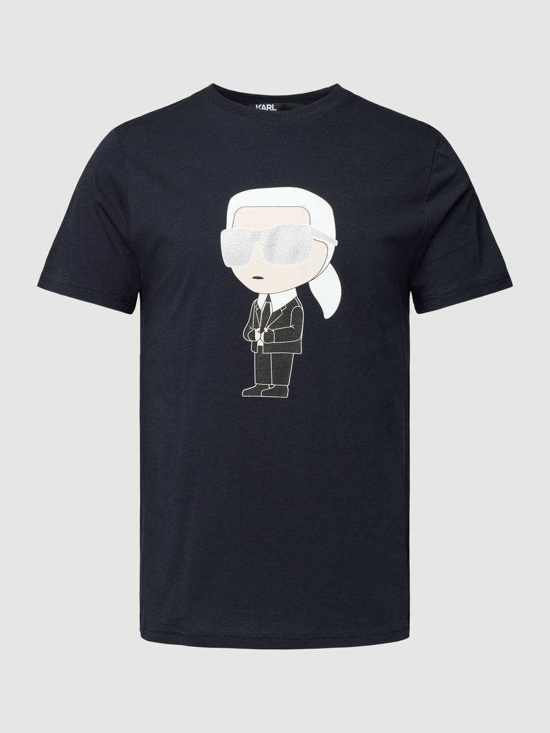 T-Shirt mit Motiv-Print in marineblau