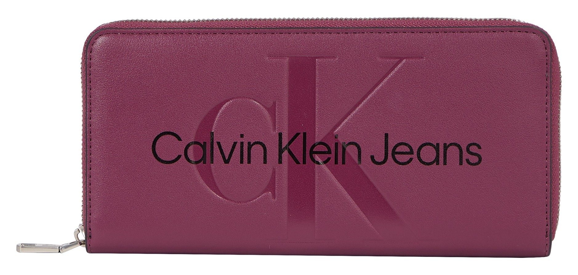 Calvin Klein Jeans Geldbörse SCULPTED ZIP AROUND MONO, mit großflächigem Markenlogo vorne