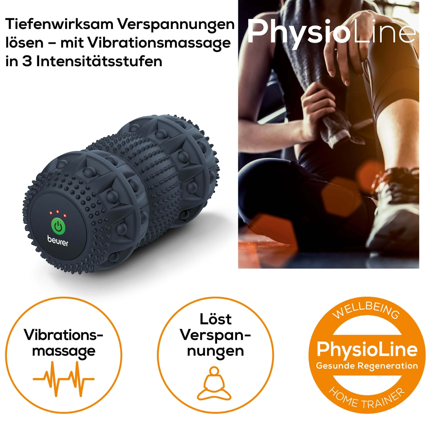 Beurer Massagerolle mit Vibration MG 35 DeepRoll-Massagerolle mit Vibration zur gezielten Triggerpunkt-Massage & Muskelentspannung