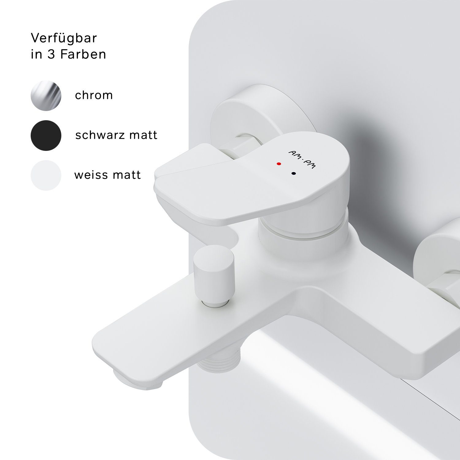 AM.PM Wannenarmatur Badewannenarmatur X-joy Bad Armatur, Wasserhahn (Mischbatterie) Keramikkartusche 35mm, Mischbatterie Badewanne, Wasserhahn Bad