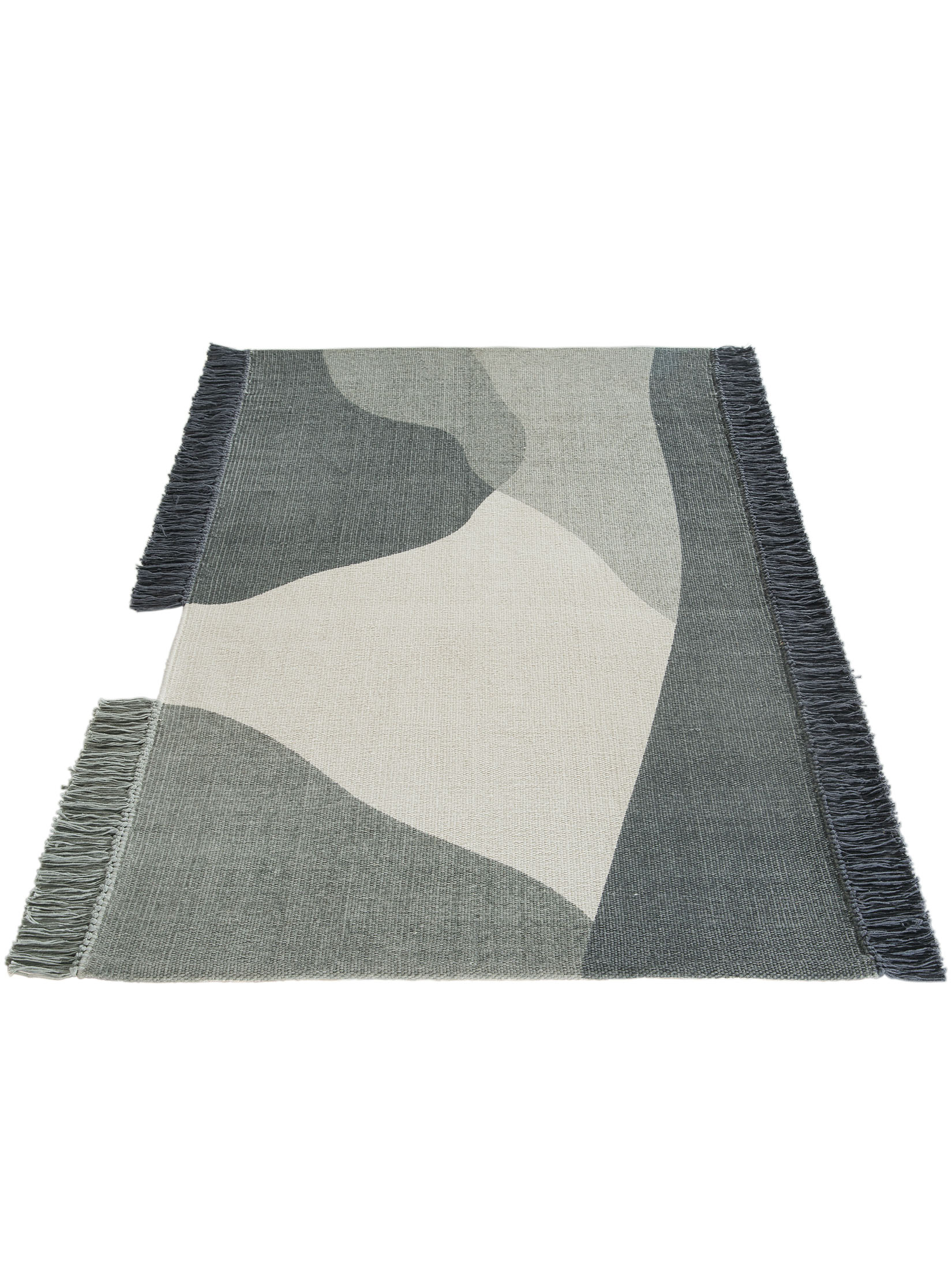 Skelby Flachgewebe-Teppich, Grau-Weiss