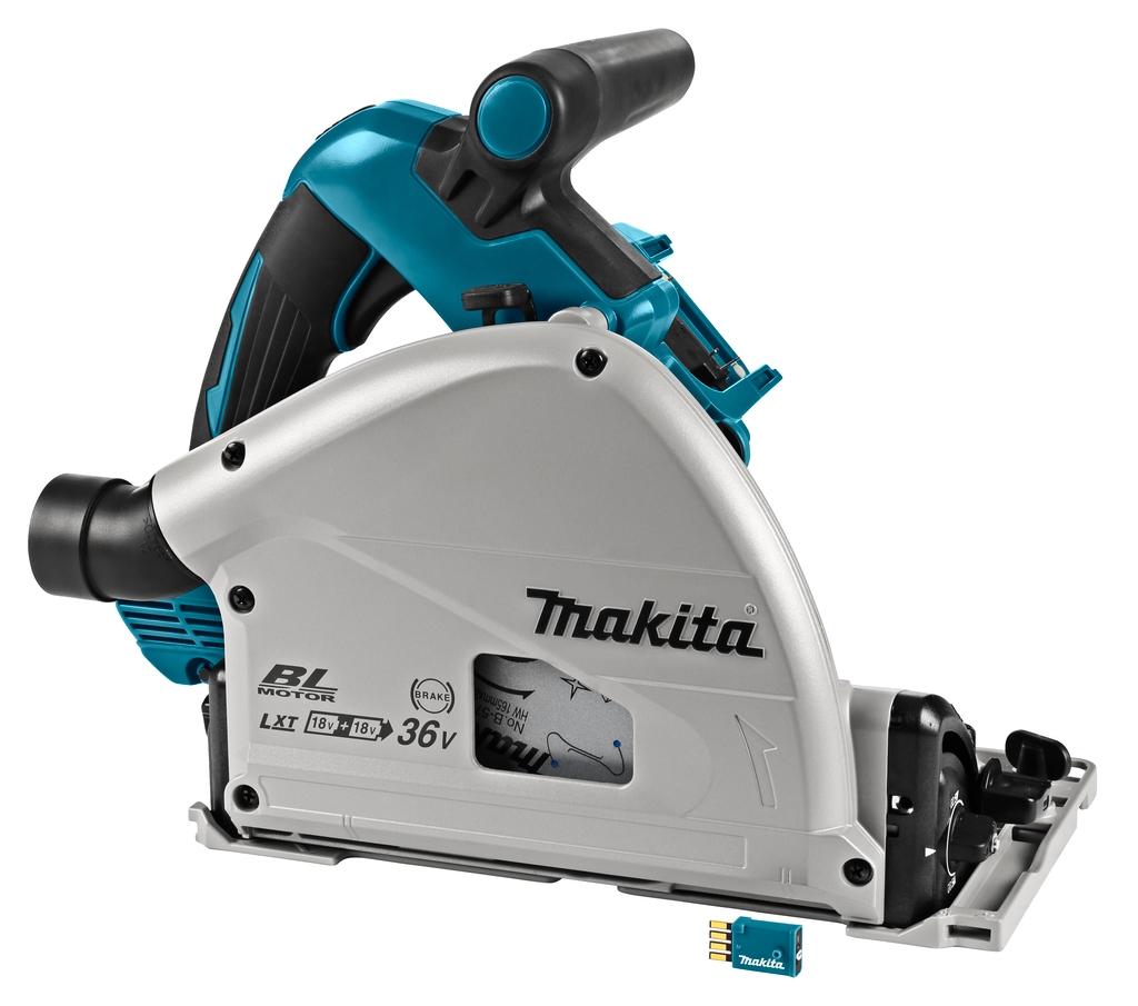 Makita DSP601ZJU2 Akku-Tauchsäge AWS 2 x 18V ohne Akkus und Ladegerät + 1500-mm-Führungsschiene + Tasche