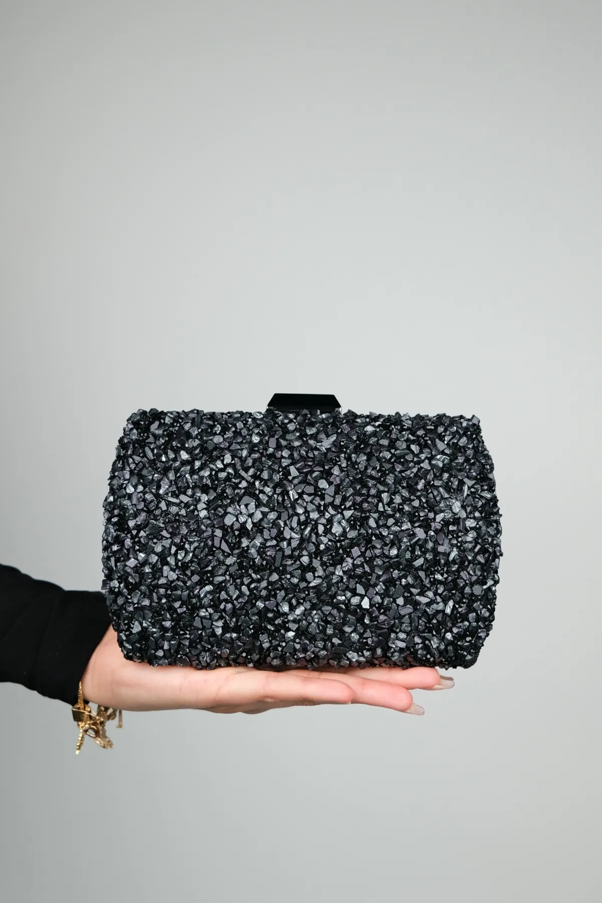 LuviShoes  SEUL Abendtasche für Damen, Schwarz, Kieselstein