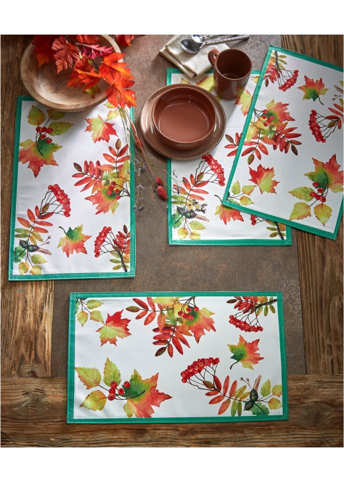 Tischsets mit Blätterdruck (4er Pack)