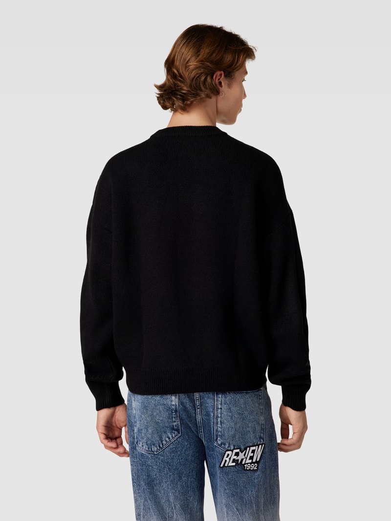 Strickpullover mit Label-Stitching in schwarz