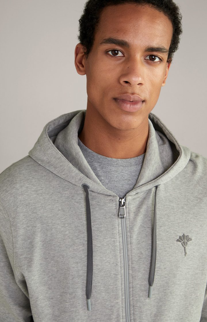 Sweatjacke in Hellgrau meliert