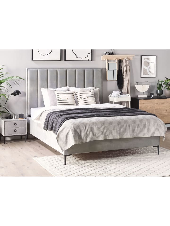 Beliani Doppelbett SEZANNE in Grau/Schwarz - (W) 190 x (H) 142 x (L) 215 cm günstig kaufen onesize