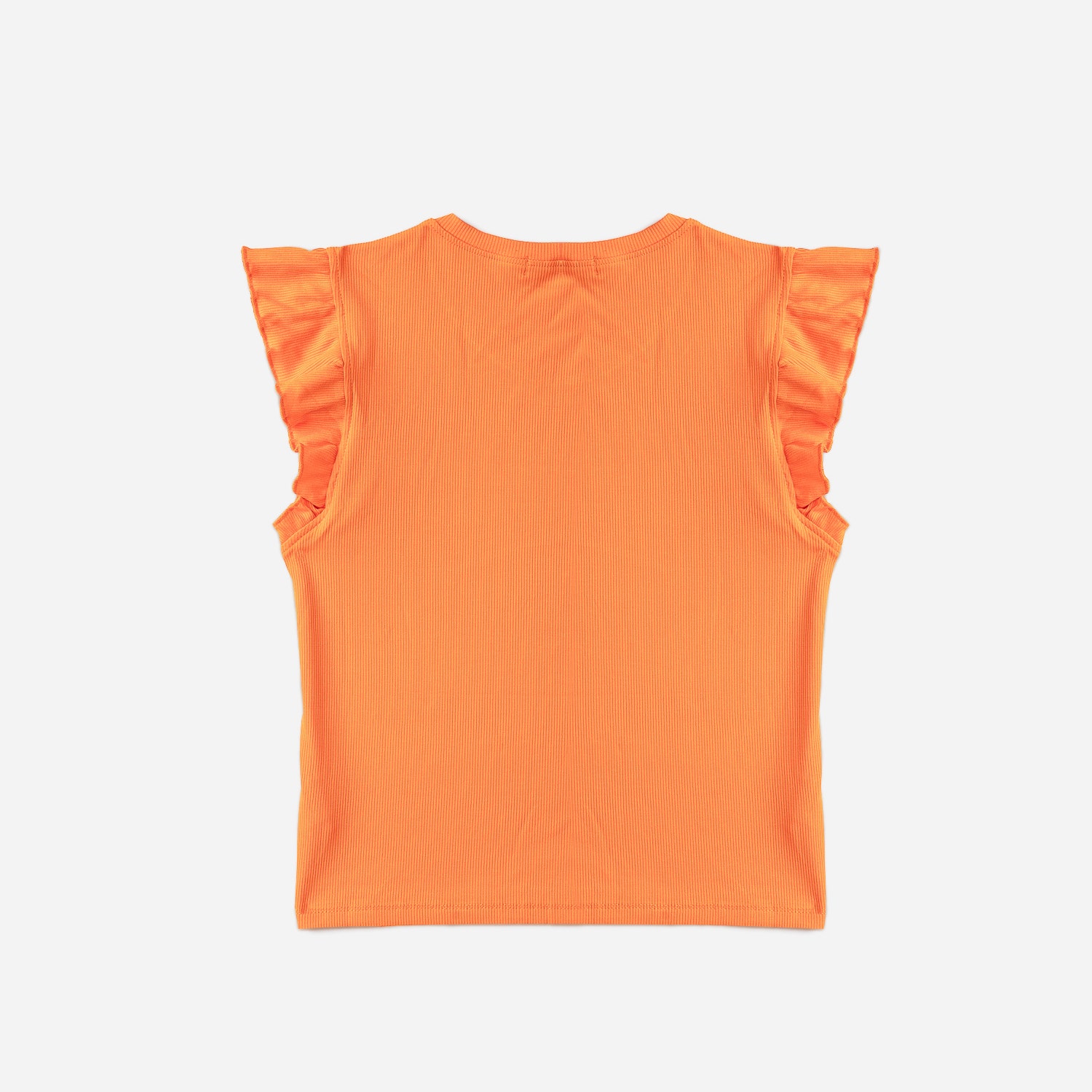 Tee-shirt TEXTO orange côtelé à manches volantées