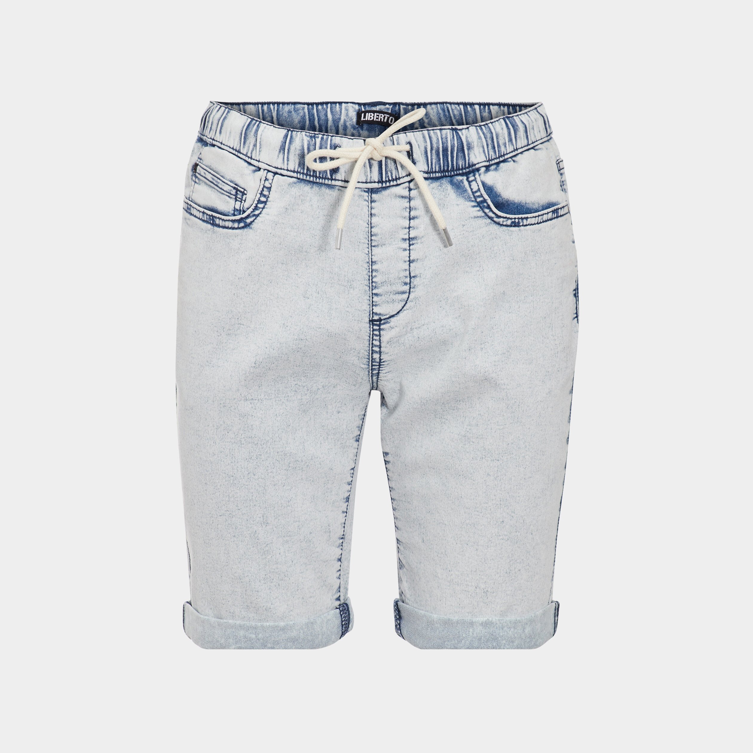 Jogging-Short avec cordon denim bleach homme | La Halle