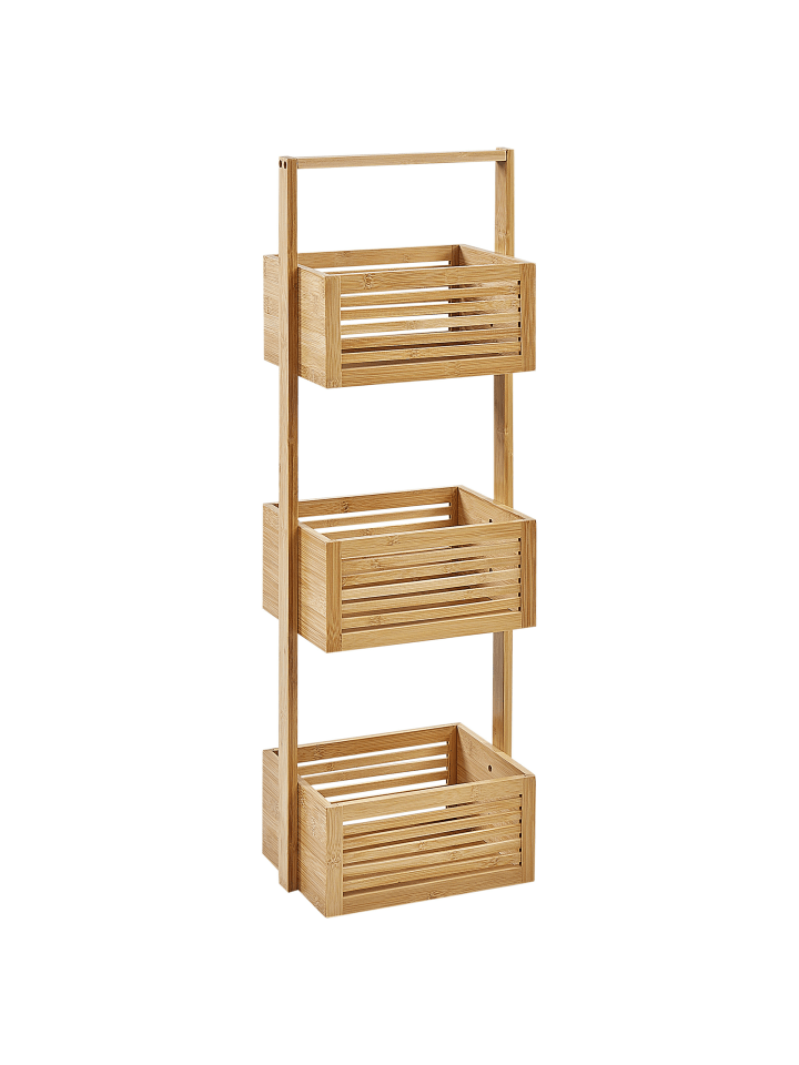 Beliani Badezimmerregal WAVERLY in Heller Holzfarbton - (W) 27 x (H) 80 x (L) 20 cm günstig kaufen onesize