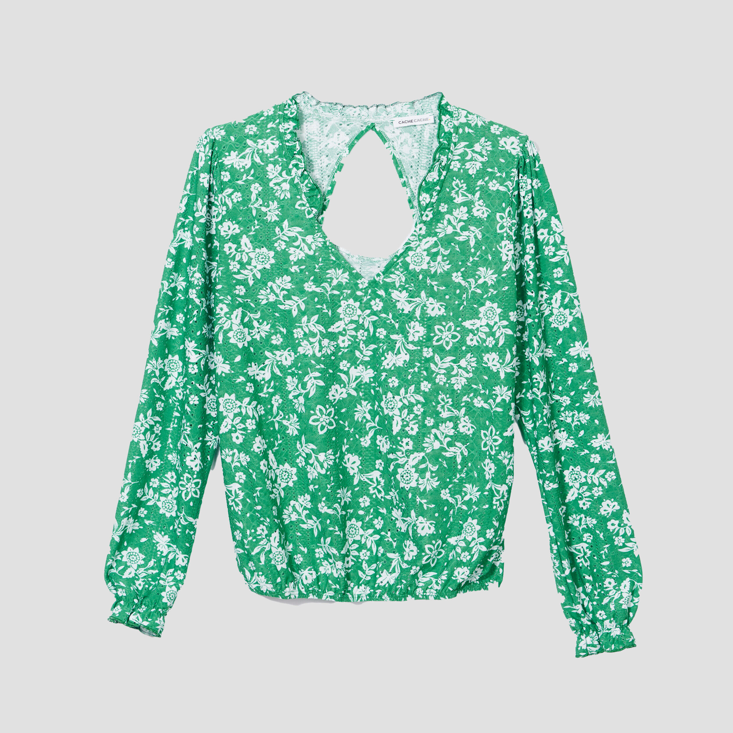 Blouse manches longues vert femme | Cache Cache
