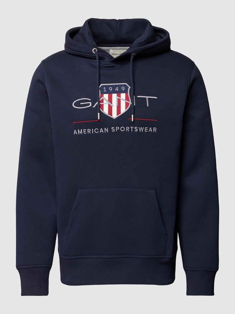 Hoodie mit Label-Stitching Modell 'ARCHIVE SHIELD' in marineblau
