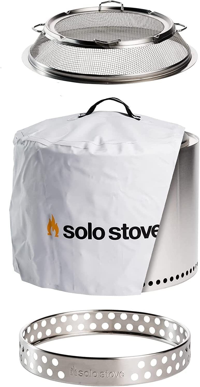 Solo Stove Feuerstelle Feuerschale Bonfire Outdoor-Kamin Edelstahl, mit Standfuß UVP 539€, (SONDERANGEBOT, nur für kurze Zeit, 1-St., für Terrasse, Garten, Feuertonne, Holzofen, Feuerkorb, Outdoor Kamin), Rostfrei, Feuerstelle, Terrassenofen für drau