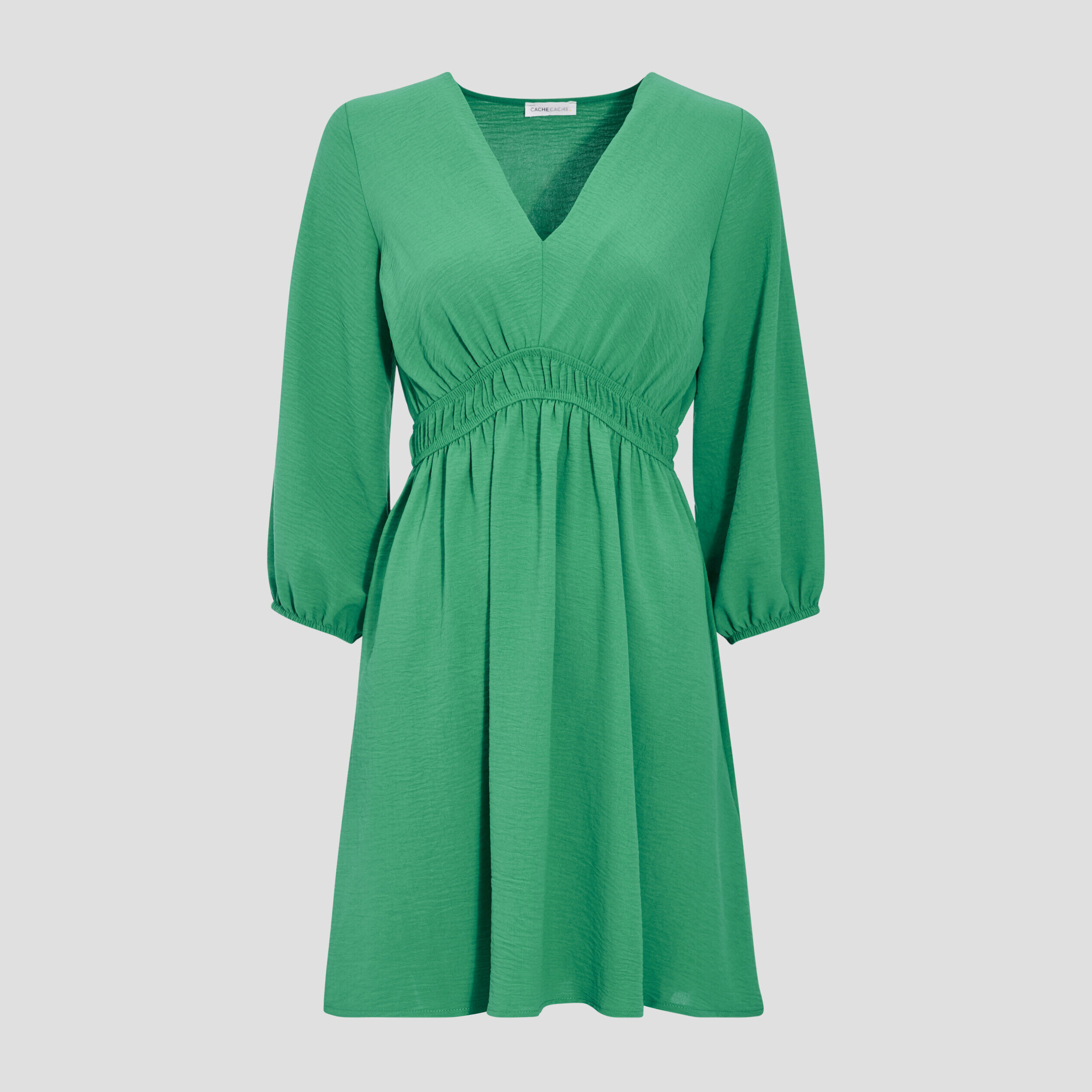 Robe évasée manches 3/4 vert femme | Cache Cache