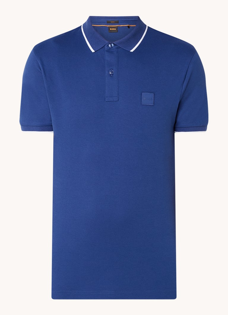 Tricou polo HUGO BOSS cu croială slim, cu bottoi și logo din bumbac.