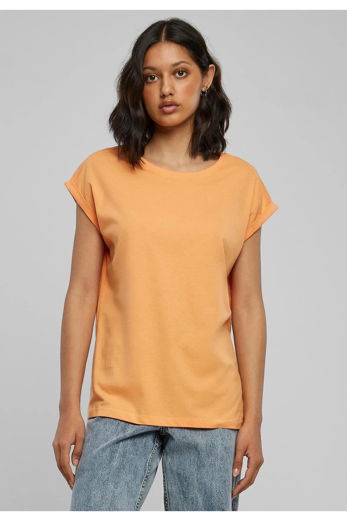 Urban Classics  Damen T-Shirt mit verlängerter Schulterpartie für Damen