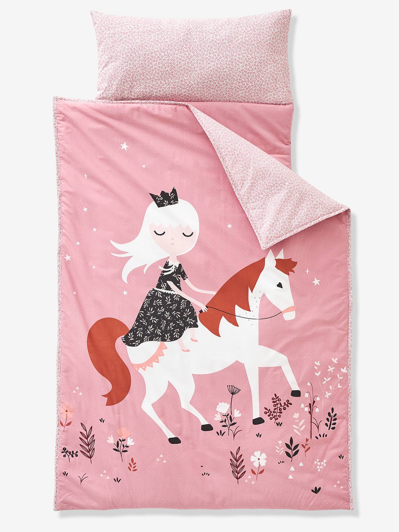 Vertbaudet Kinder Schlafsack MINILI NATURPRINZESSIN Oeko-Tex, personalisierbar - rosa