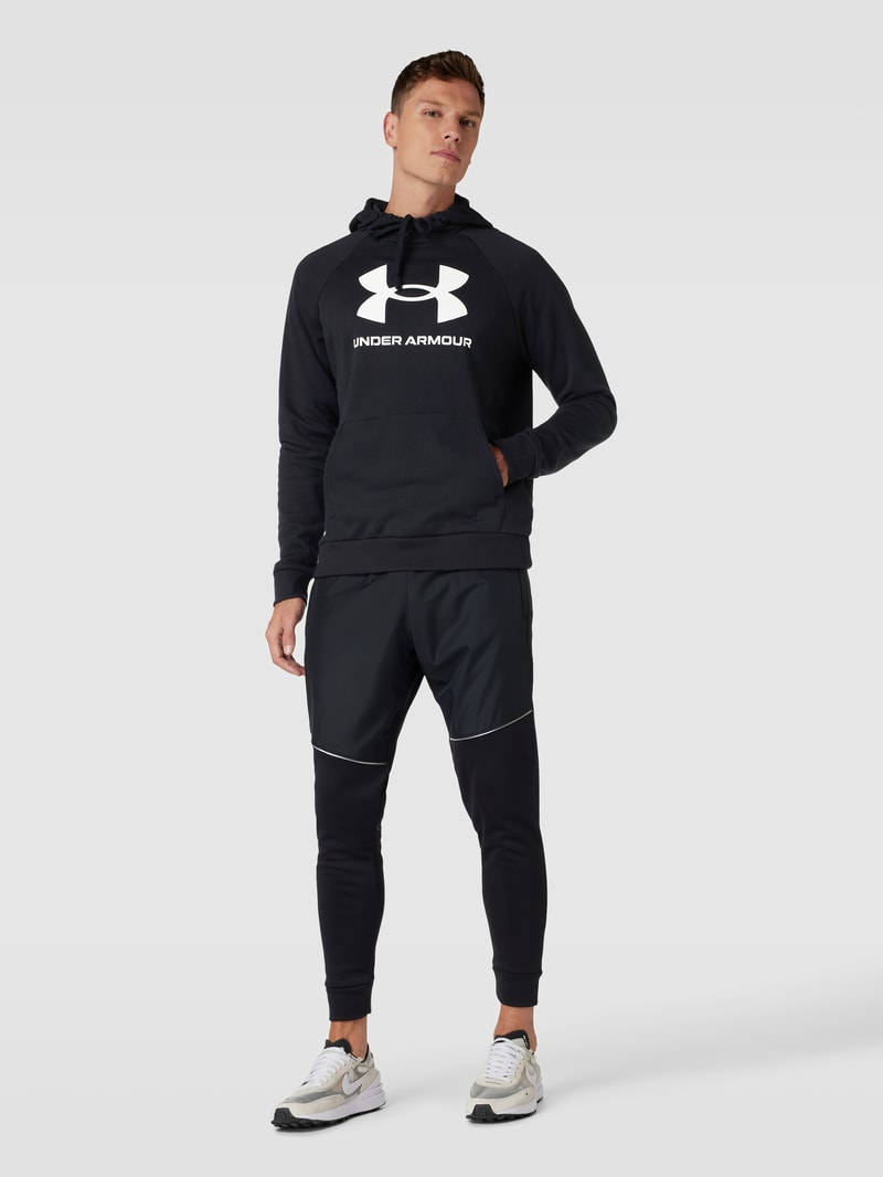 Hoodie mit Label-Print Modell 'Rival' in schwarz