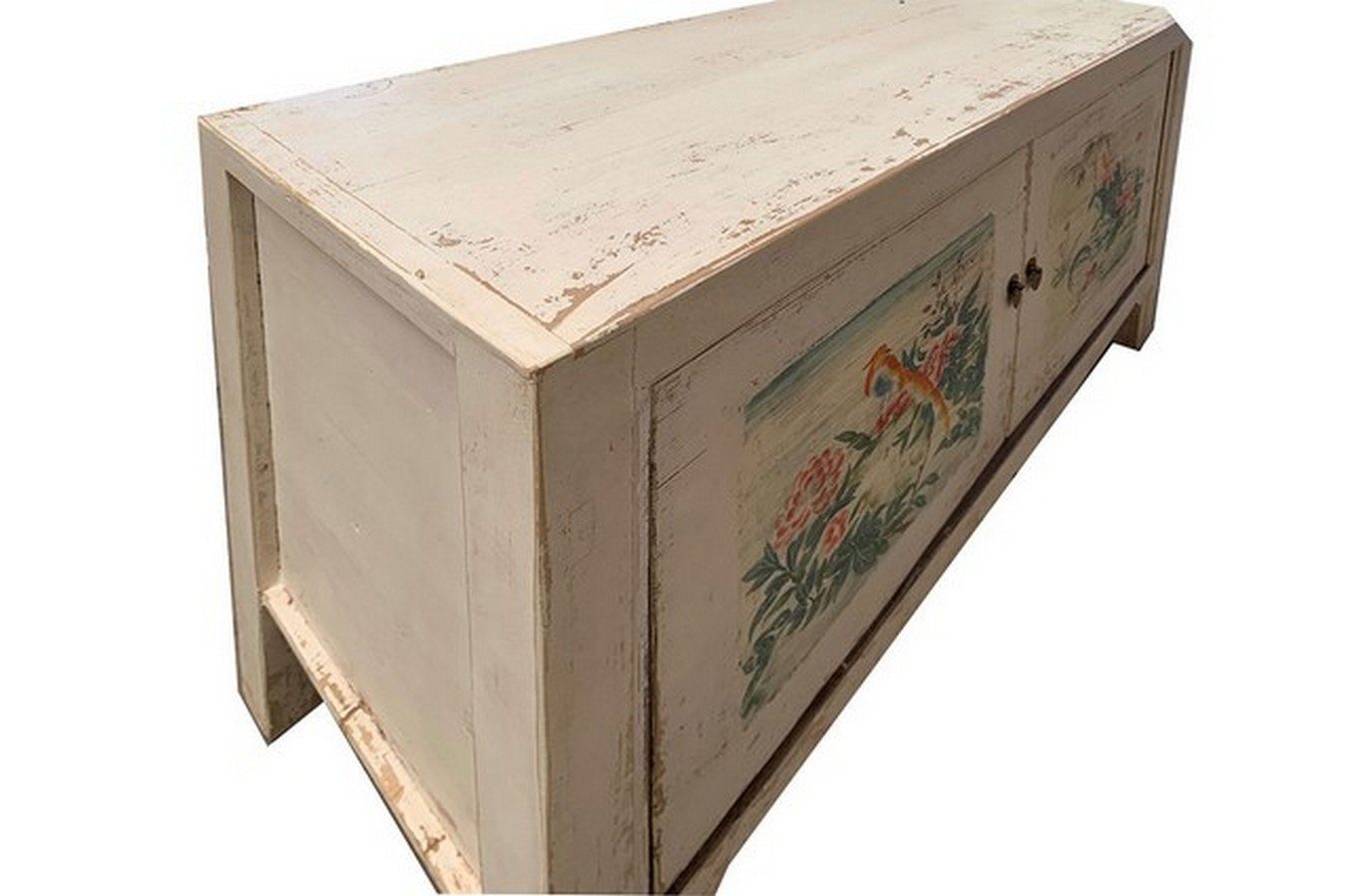 daslagerhaus living Bauernschrank Sideboard Shanxi weiß flower 130cm