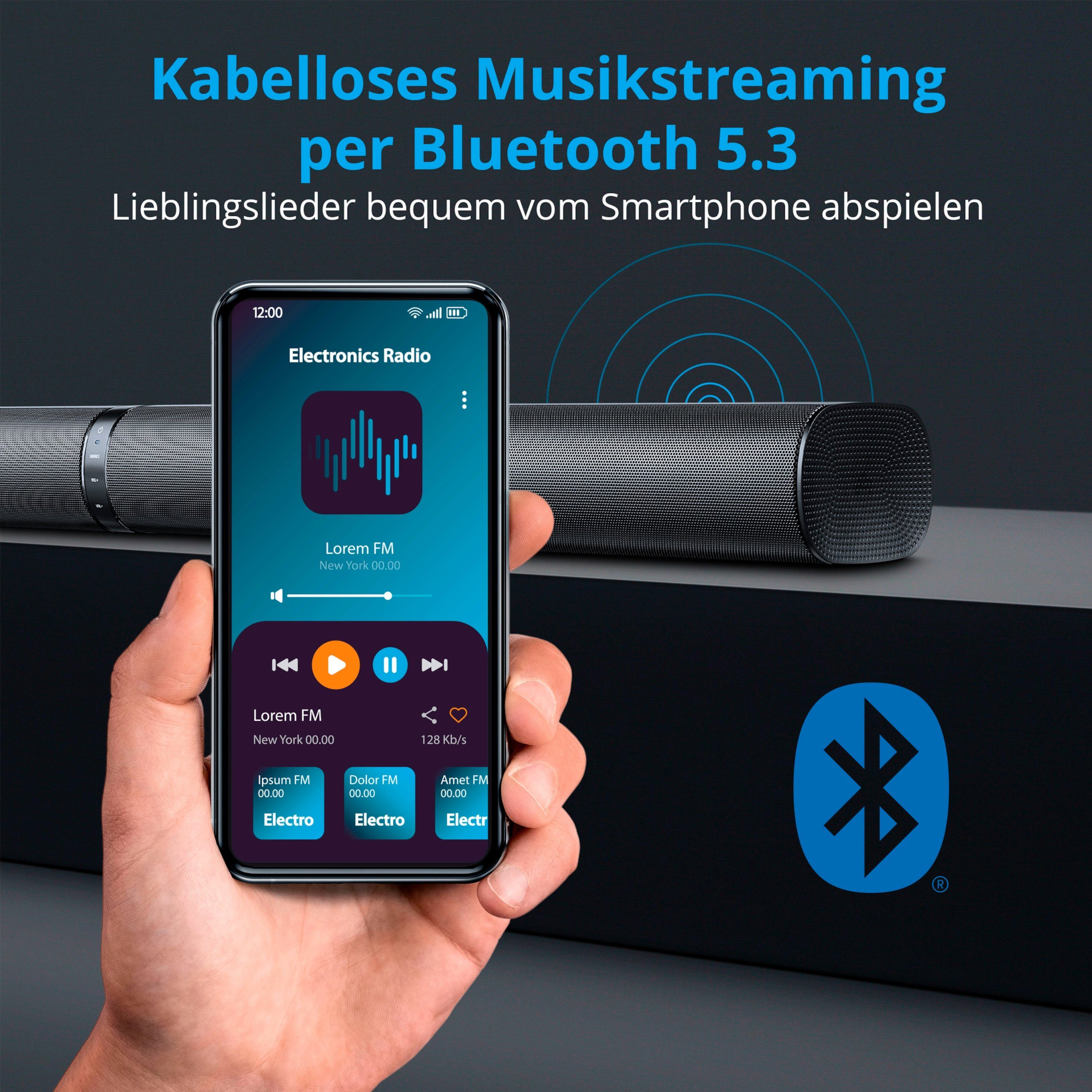 Medion® LIFE® P61450 Soundbar, Bluetooth®, 2 x 30 W und 60 W (RMS) Subwoofer Soundbar (30 W, MD45001)