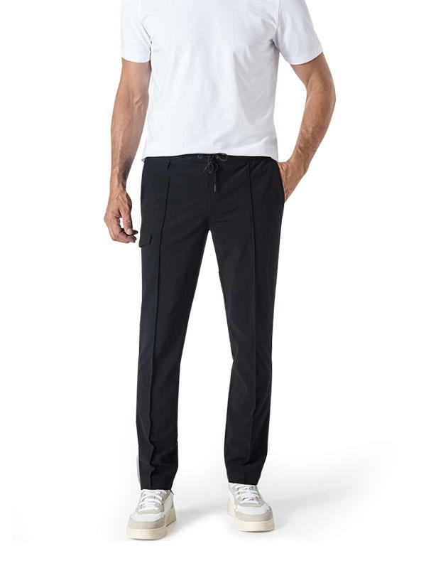 BOGGI MILANO, Cargopants, Mikrofaser, schwarz