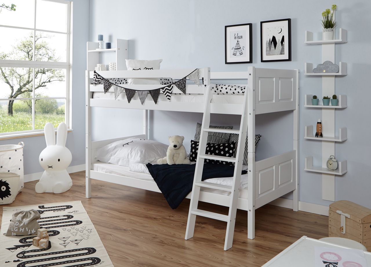 Ticaa Etagenbett Erni Country Buche weiß