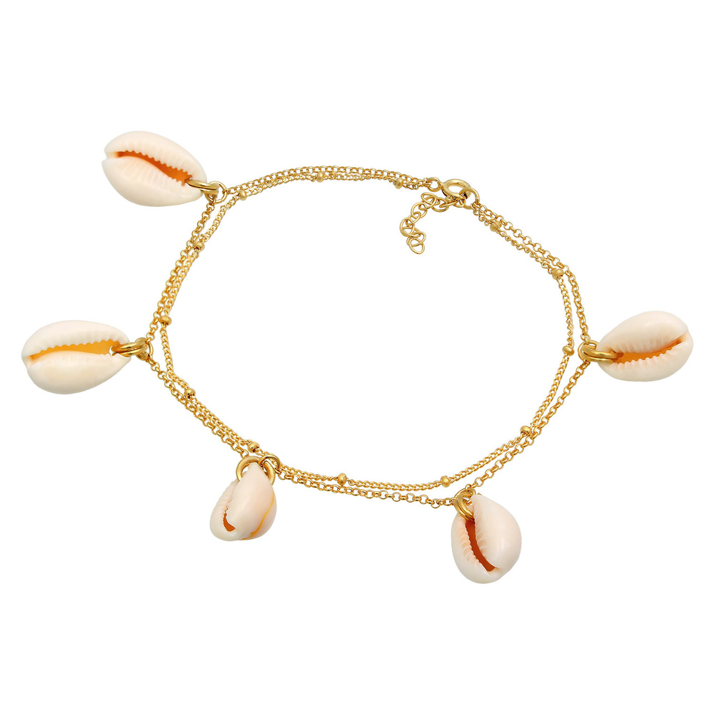 Elli Elli Bracelet de Cheville de Cheville Maritime Pendentif Coquillage Kauri Bracele Bijoux