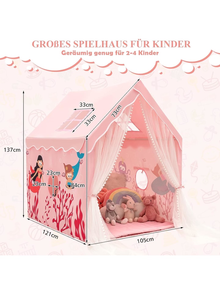 COSTWAY Spielzelt für 2-4 Personen in Rosa günstig kaufen 120 cm