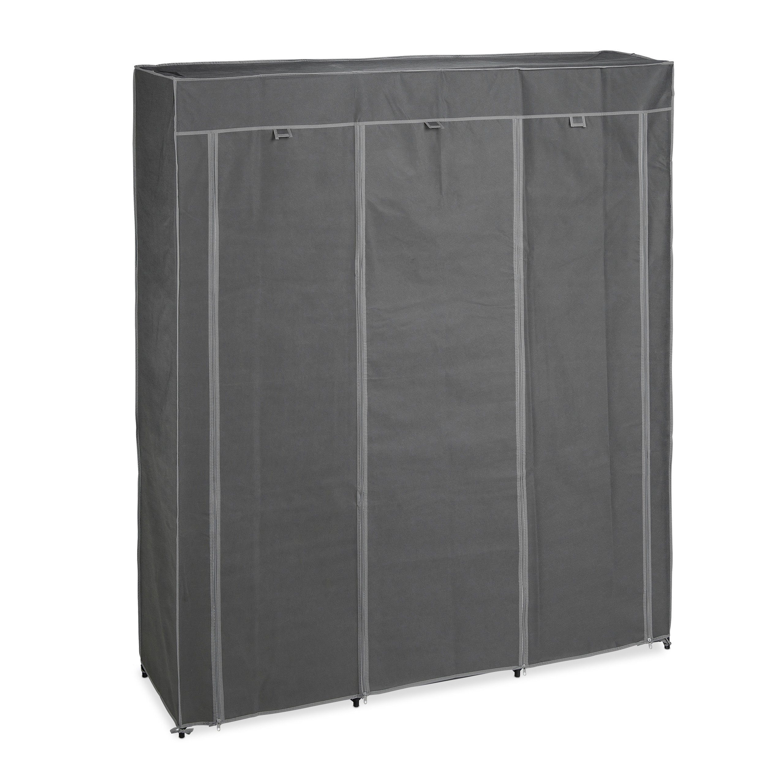 relaxdays Stoffschrank XXL Stoffschrank mit 2 Kleiderstangen Anthrazit