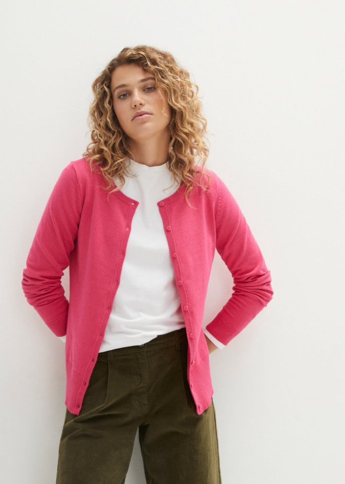 Basic Feinstrickjacke mit recycelter Baumwolle