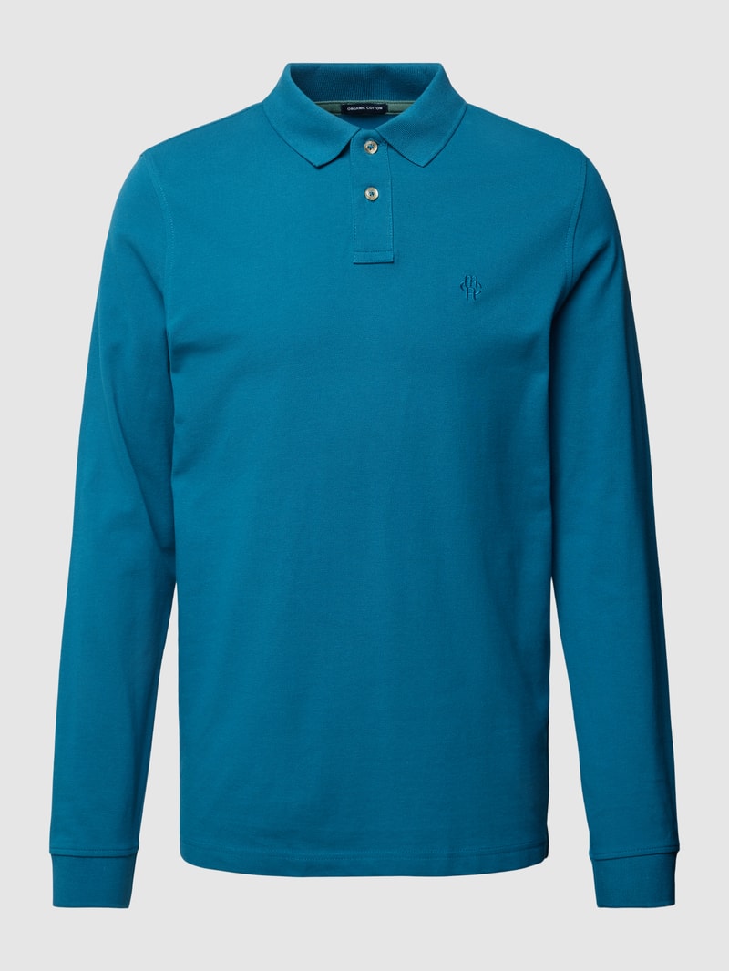 Poloshirt mit Logo-Stitching Modell 'THOMAS' in lagune