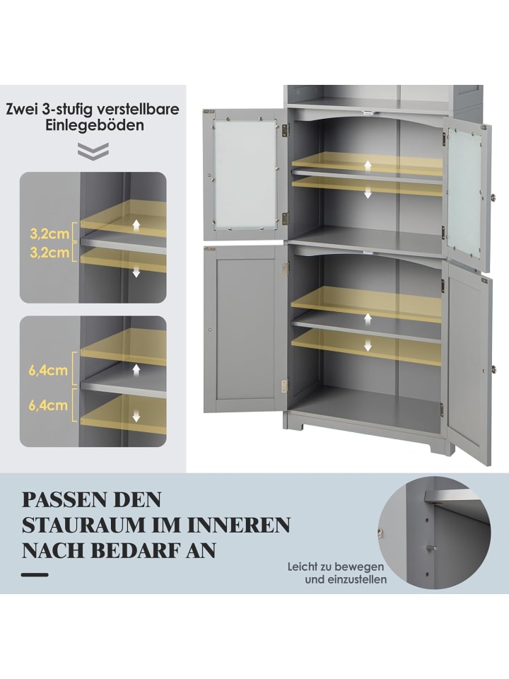 COSTWAY Badezimmerschrank 163cm in Grau günstig kaufen onesize