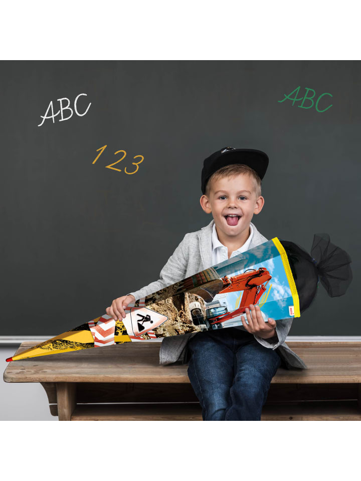 ROTH Schultüte groß Achtung Bagger 85 cm, Glanzfolie in Bunt günstig kaufen onesize