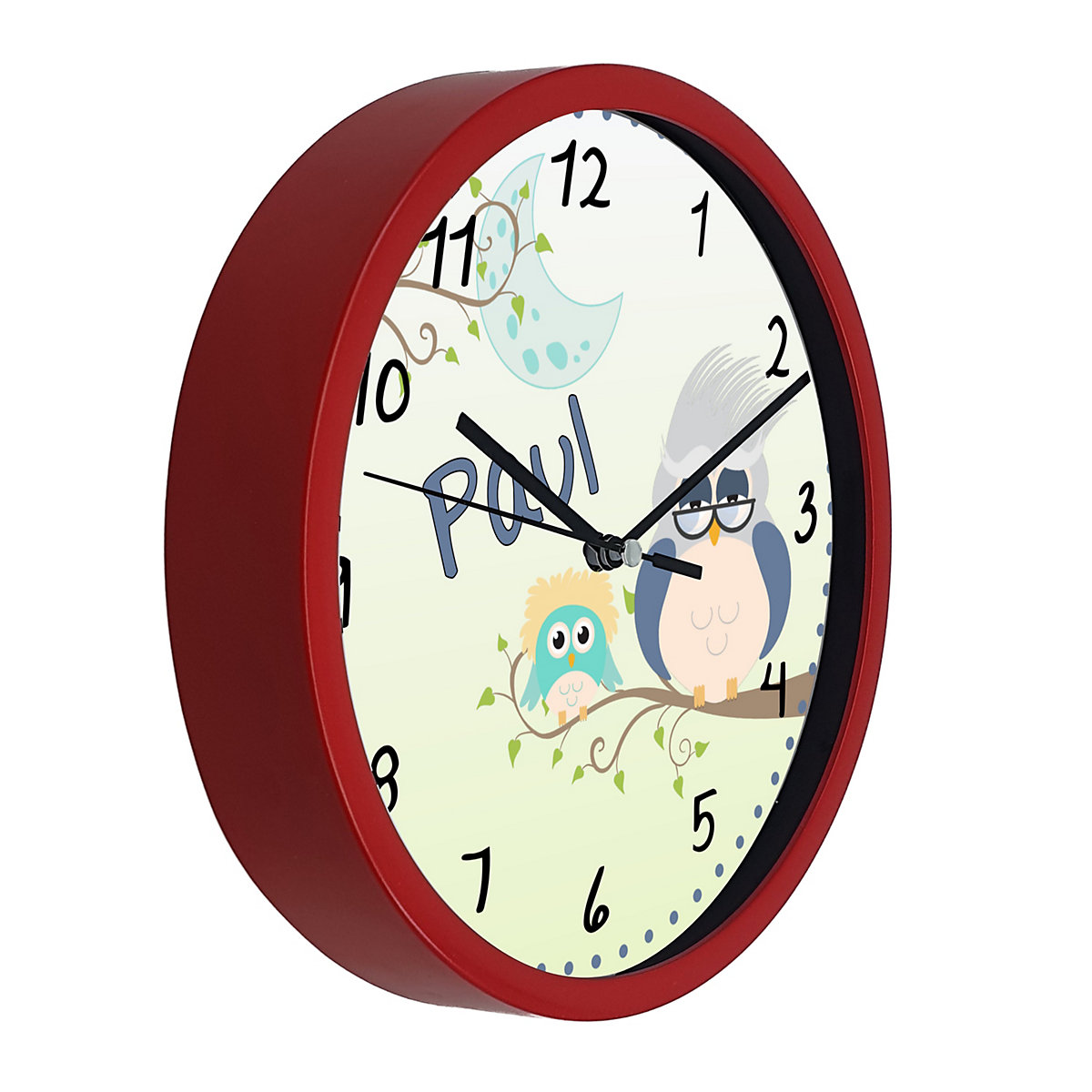 Kinder Wanduhr personalisiert mit Name Eule Opa