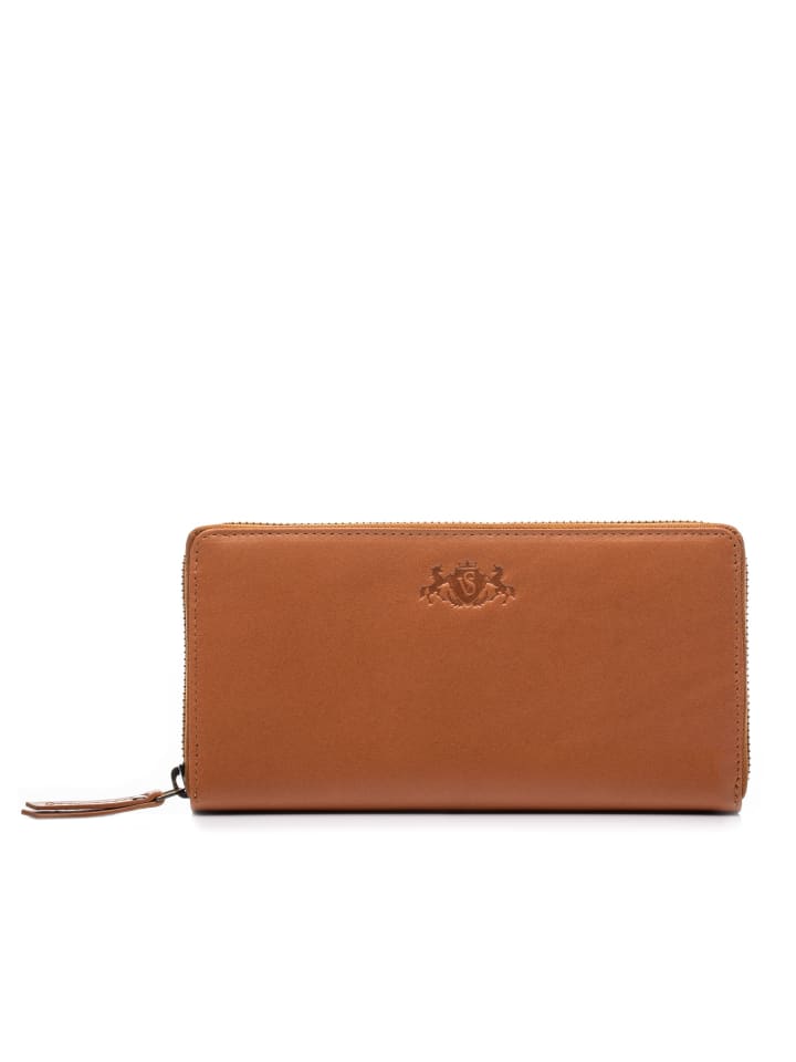 SID & VAIN Leder-Geldbörse echt Leder Geldbeutel Damen groß hell-tan in braun günstig kaufen onesize