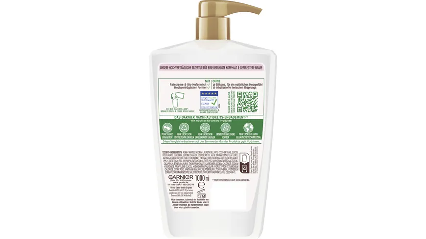 Garnier Wahre Schätze beruhigendes Shampoo Sanfte Hafermilch 1000 ml