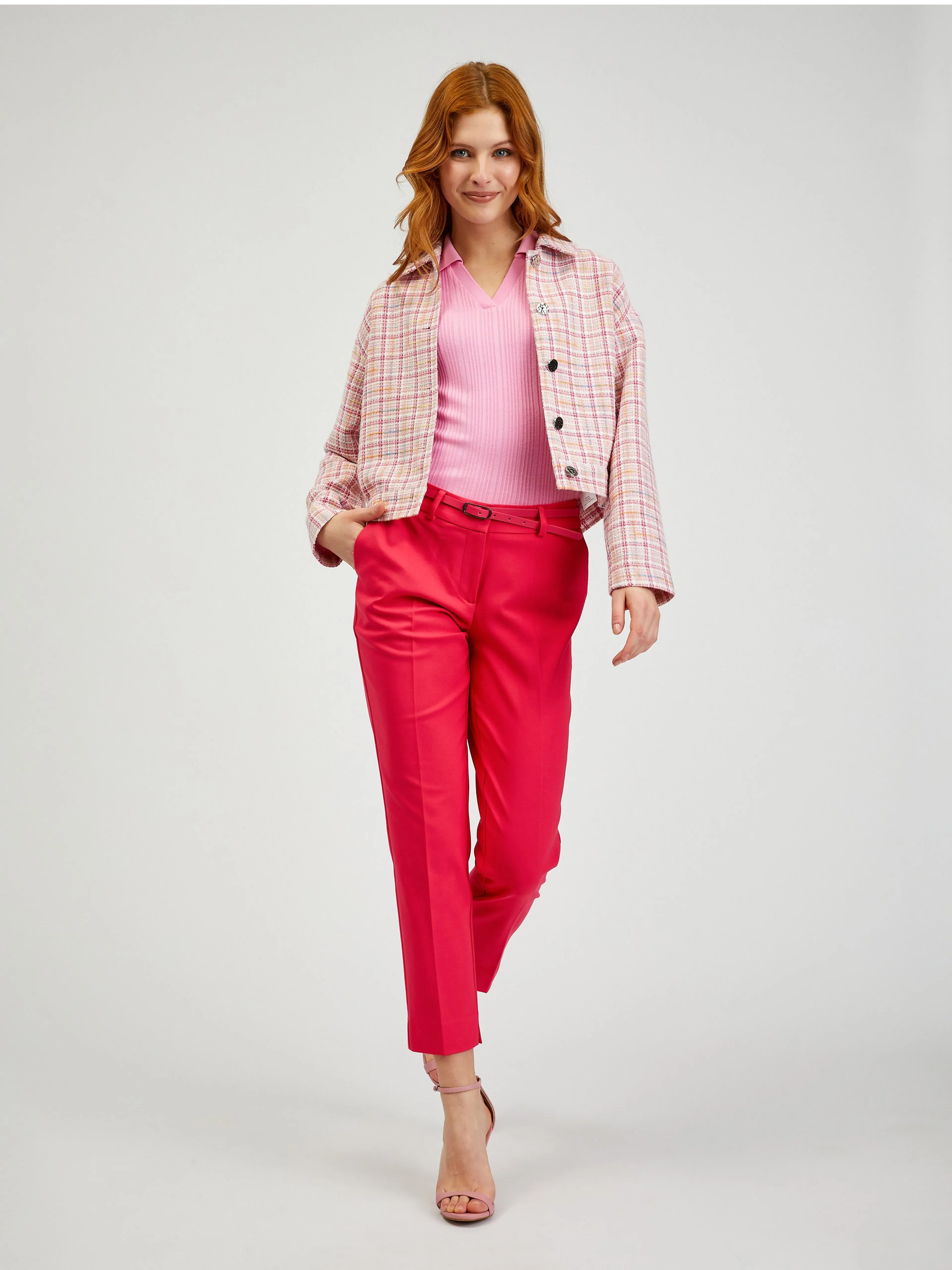 Rosa karierte Damenjacke ORSAY