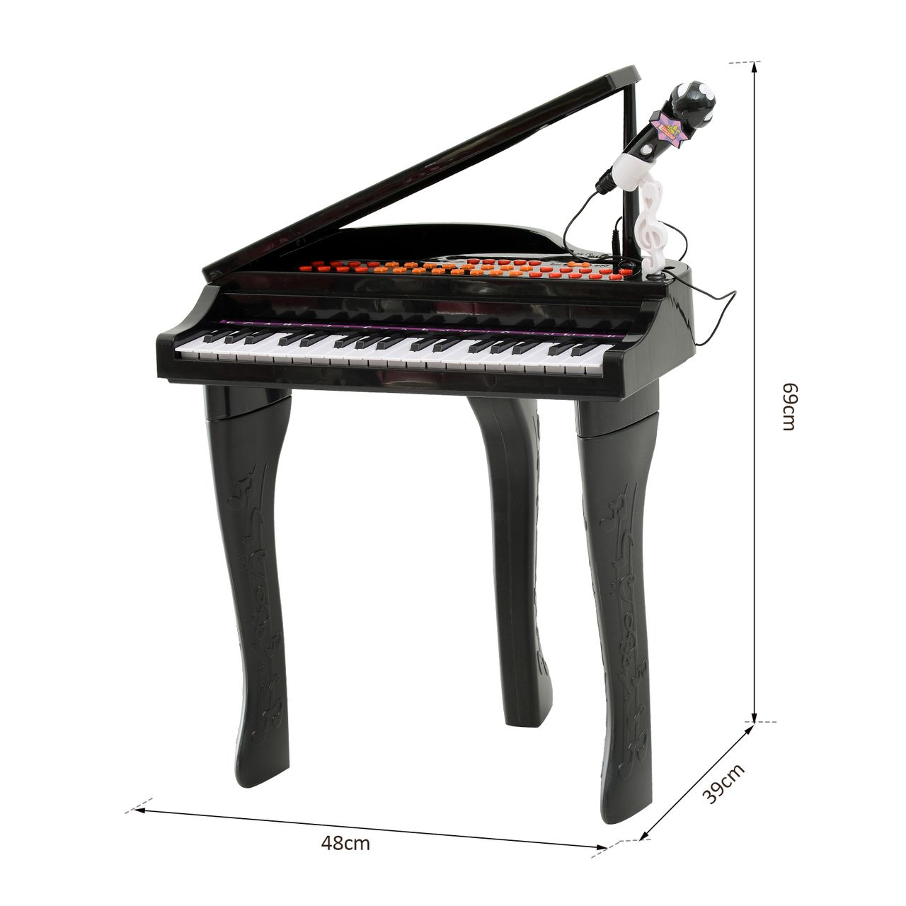 HOMCOM Kinder Klavier Mini-Klavier Piano Keyboard Musikinstrument MP3 mit Hocker