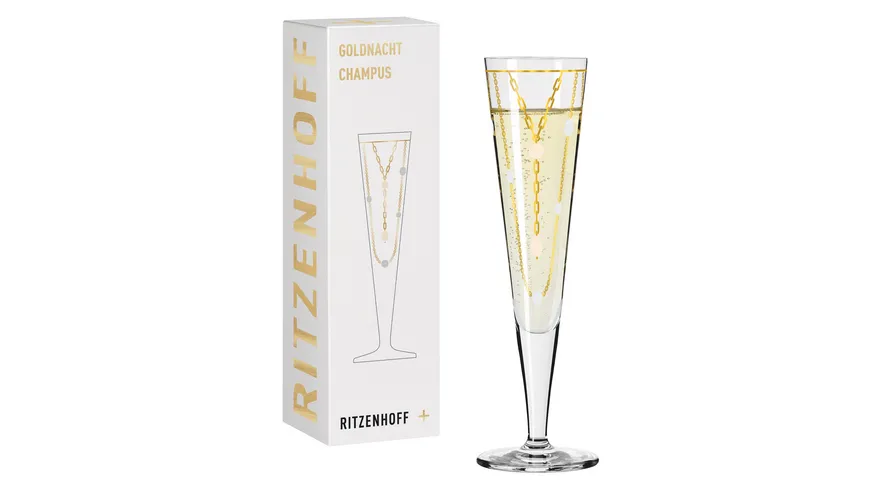 RITZENHOFF Champagnerglas Goldnacht  #39 von Nathalie Jean F24 Gold, Weiß, Rosa
