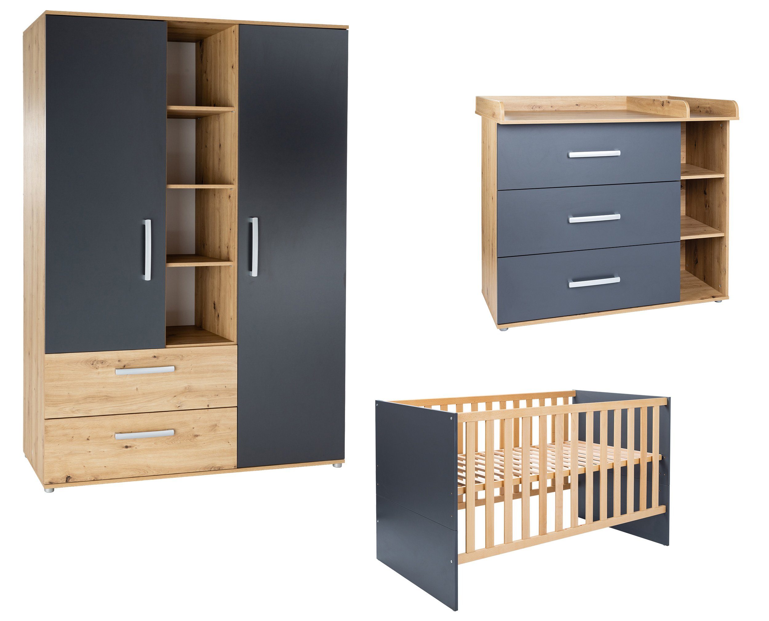 arthur berndt Babyzimmer-Komplettset Babyzimmer-Set Alessio 3-teilig, (Set)