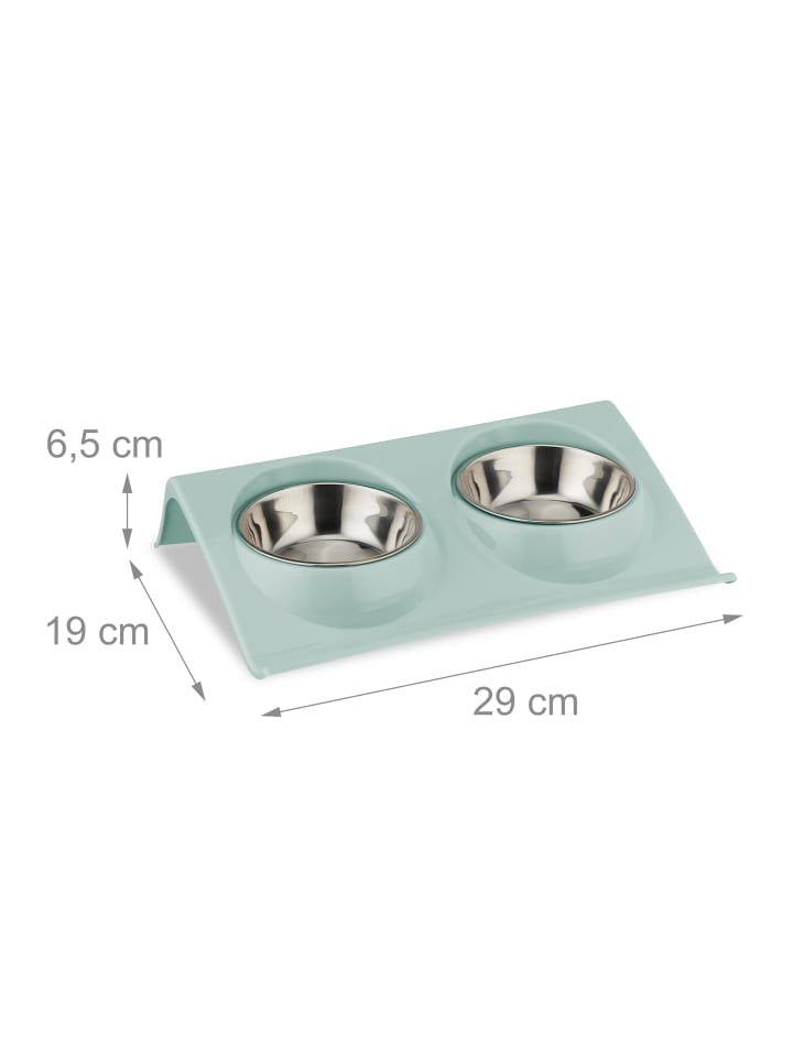 relaxdays 2 x Doppelnapf in Blau/ Silber - (B)29 x (H)6,5 x (T)19 cm günstig kaufen onesize