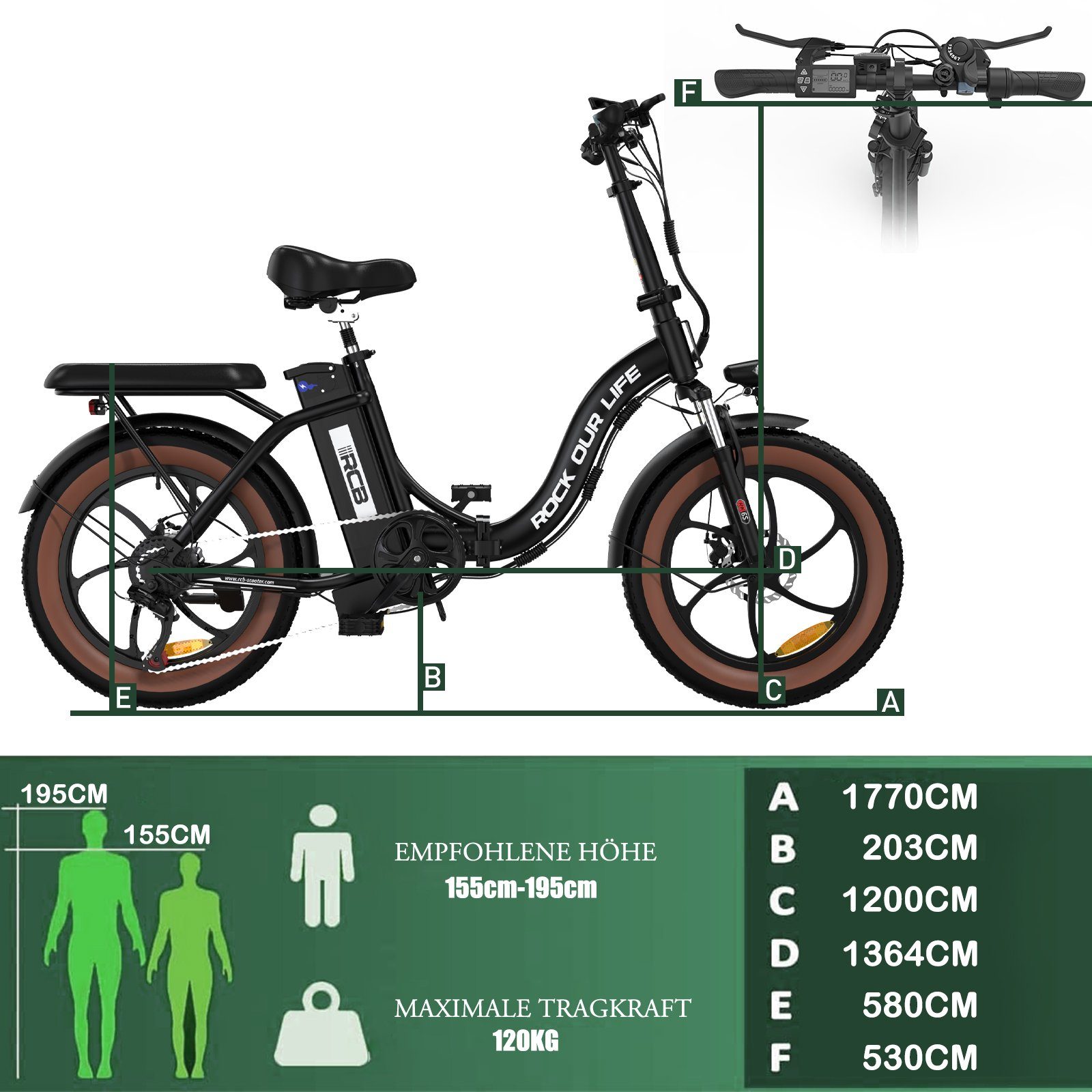 RCB E-Bike RK6S 20 ZOLL, 7 Gang Shimano, 250W Heckmotor, 20