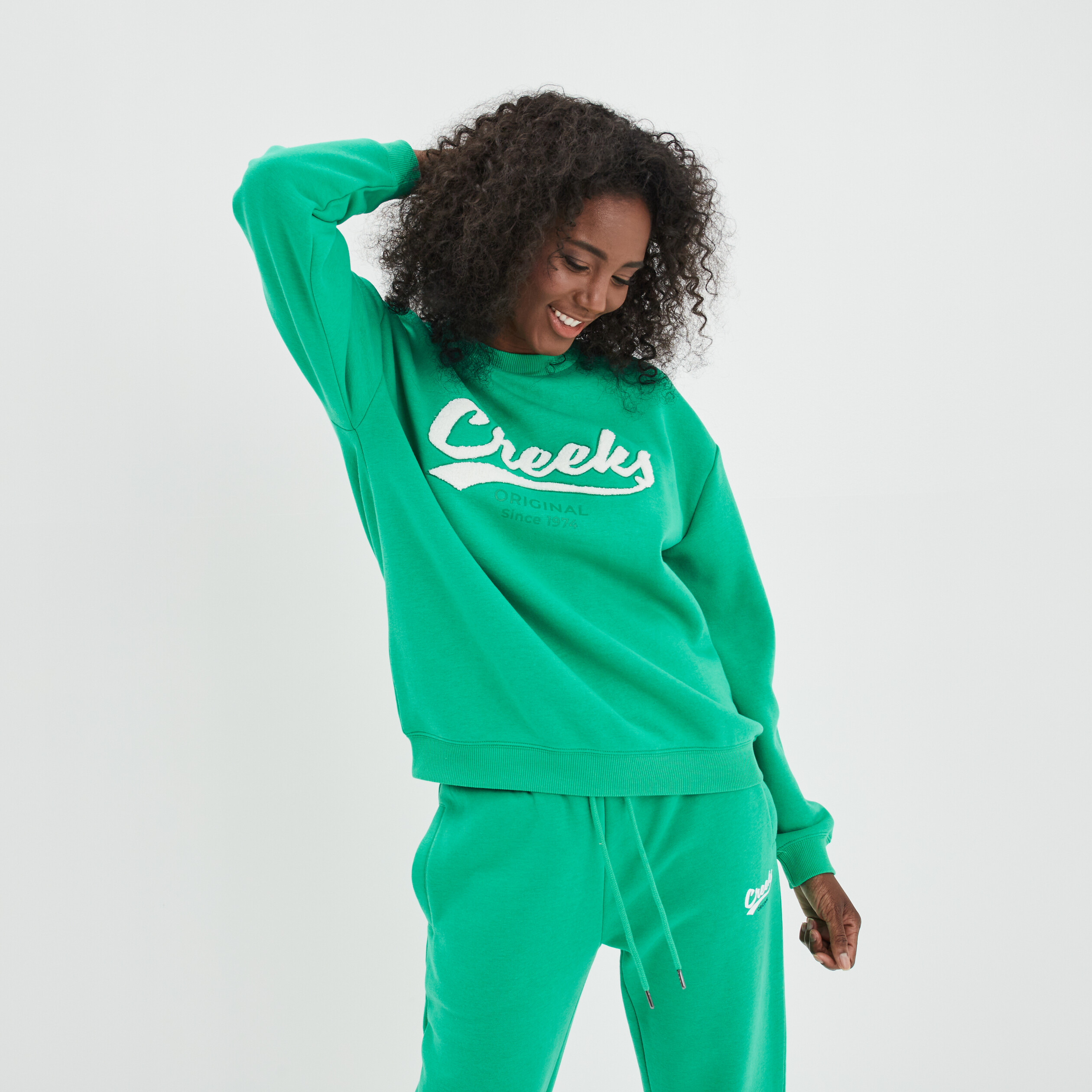 Sweat col rond manches longues Creeks vert femme | La Halle
