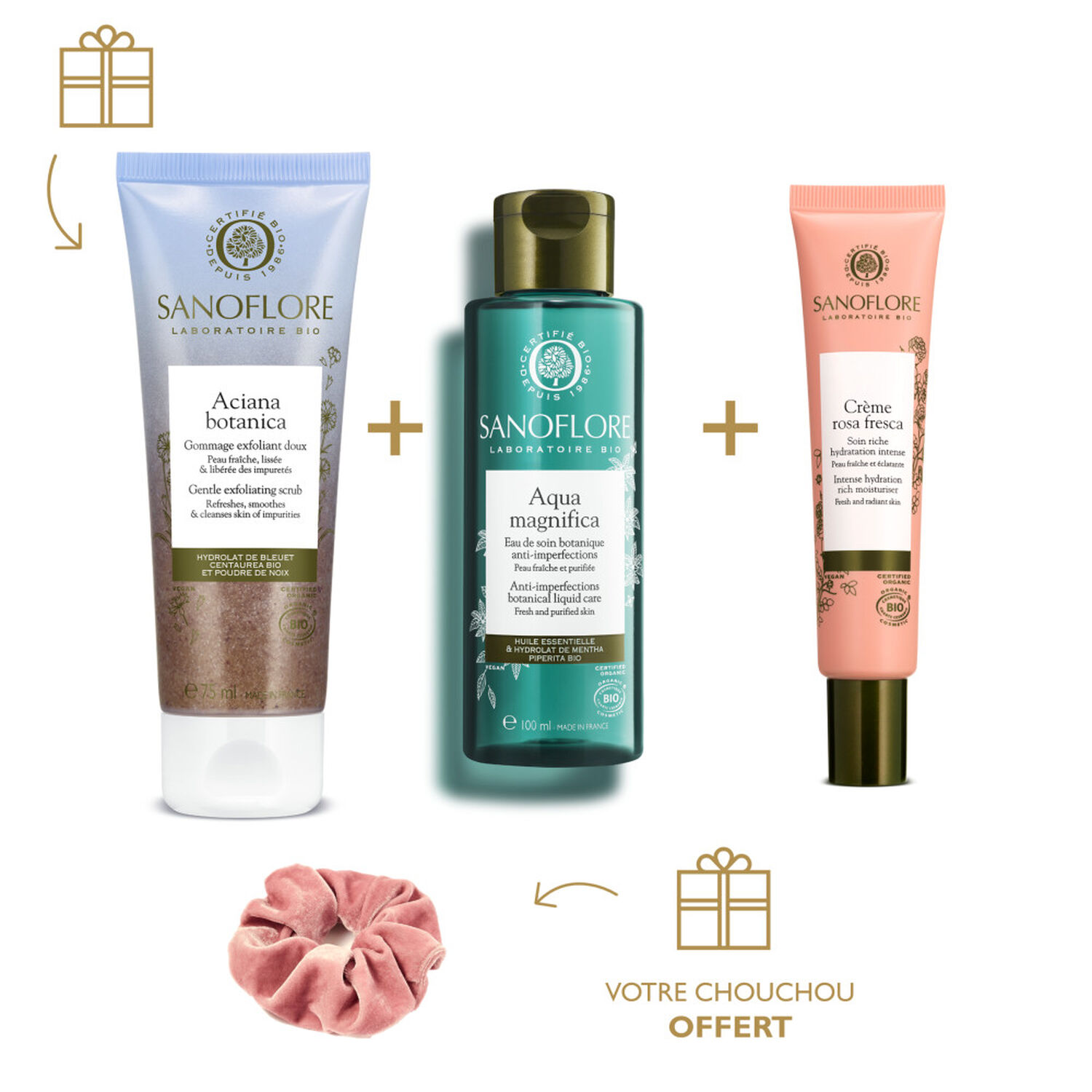 Sanoflore Rosa Fresca Coffret Routine Hydratation et Éclat - 4 Produits