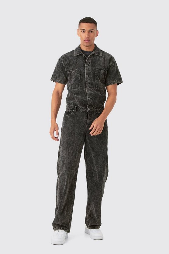 Lockerer Cord-Boilersuit mit Acid-Waschung