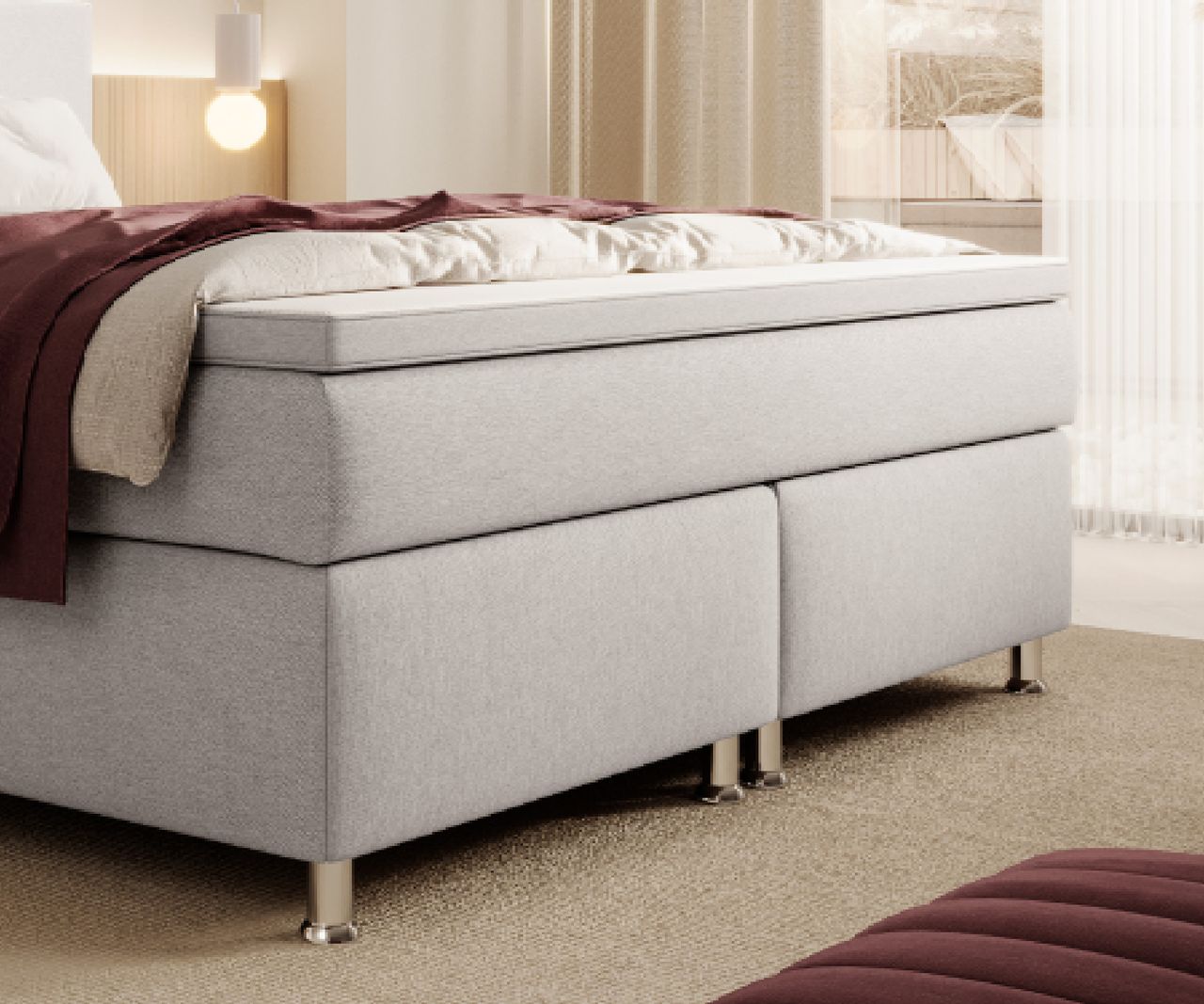 IHG Boxspringbett Gent 180x200cm Silbergrau BEZ-176626
