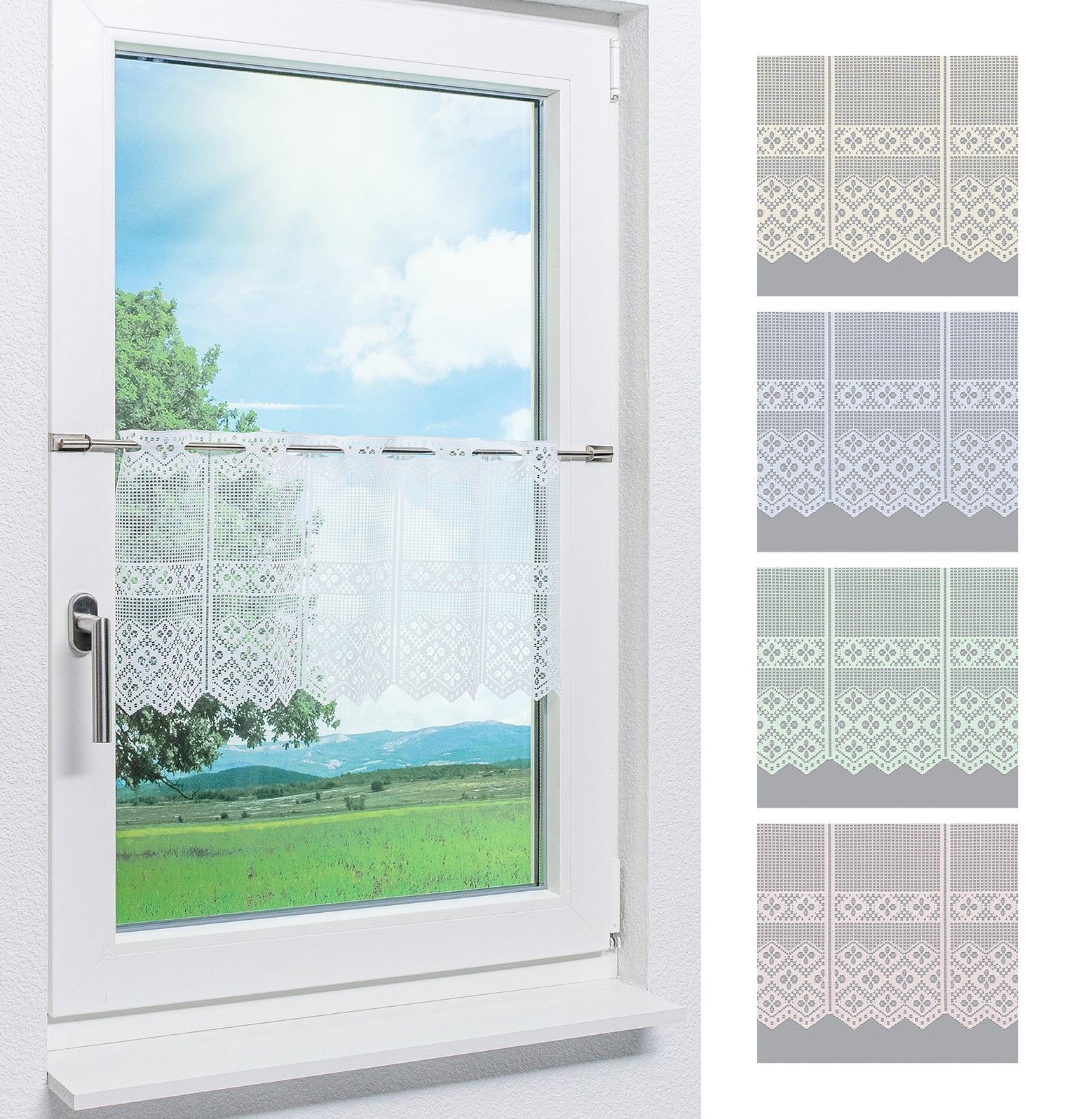 Scheibengardine Kleeblatt Design, LYSEL®, (1 St), transparent, HxB 30x40.5cm