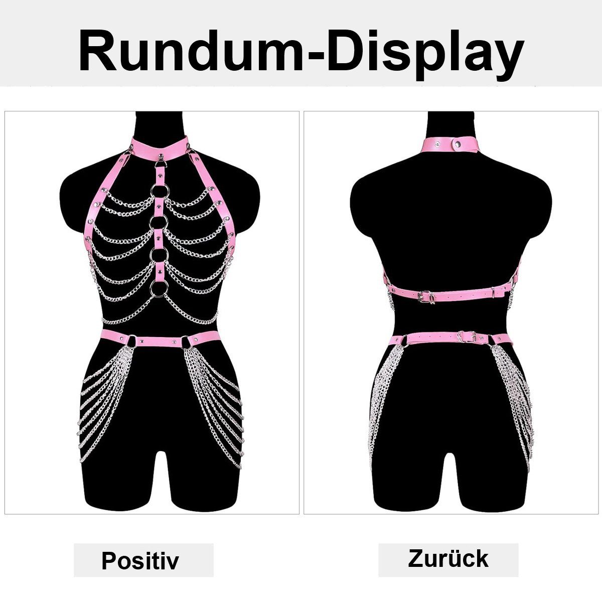 götäzer Kettengürtel Punk Clothing Halter Collar Accessories Harajuku Goth Underwear Stilvolles Zubehör für den punkigen Look - Halsschmuck und Unterwäsche